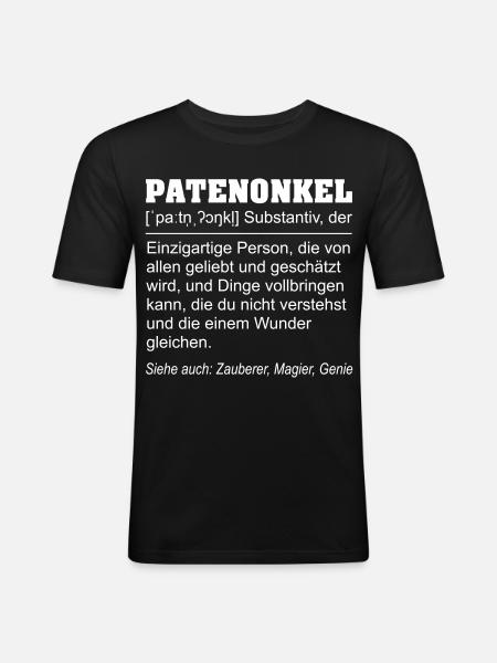 Lustige Patenonkel Definition Geschenkidee - Männer Slim Fit T-Shirt - Schwarz