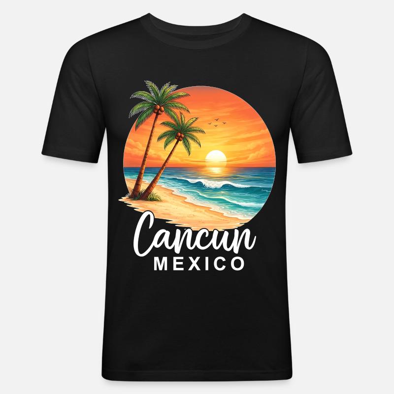 Cancun Mexico - Männer Slim Fit T-Shirt - Schwarz