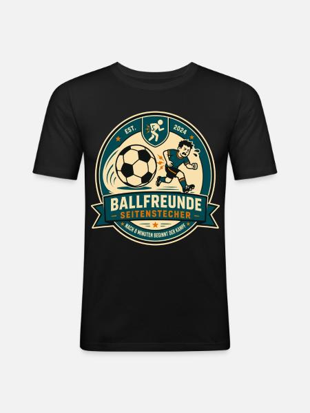 Ballfreunde Seitenstecher - Männer Slim Fit T-Shirt - Schwarz