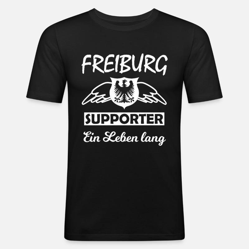 Freiburg Supporter Ein Leben Lang - Männer Slim Fit T-Shirt - Schwarz