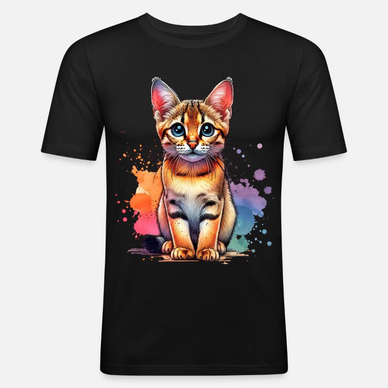 Savannah Katze Geschenk - Männer Slim Fit T-Shirt - Schwarz