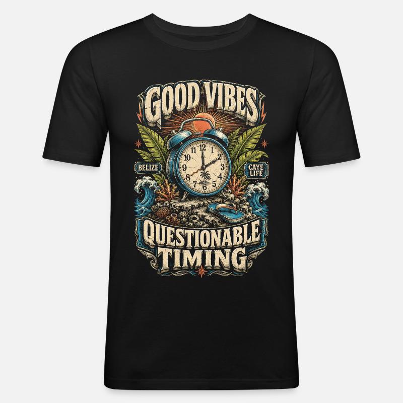 Belize Belizean Root Questionable Timing - Men's Slim Fit T-Shirt - black