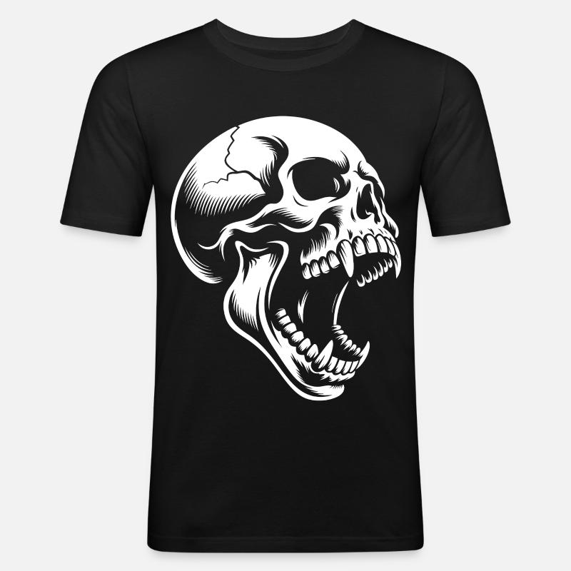 Schreiender Schädel - Männer Slim Fit T-Shirt - Schwarz