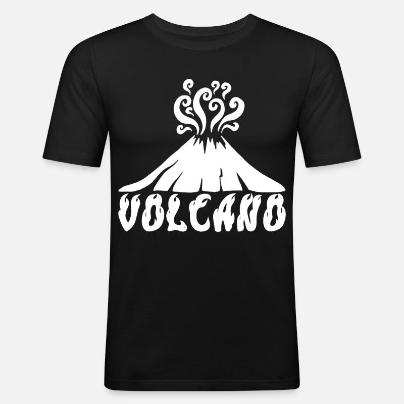 Weißer Vulkan - Männer Slim Fit T-Shirt - Schwarz