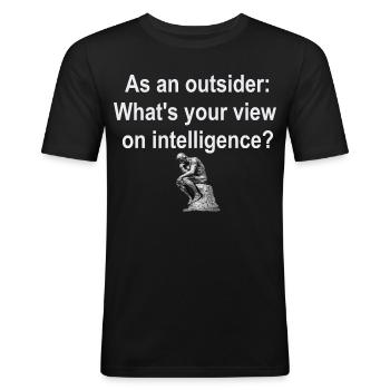 Outsider sur le renseignement - T-shirt près du corps Homme - noir - Devant - Nik (191cm)