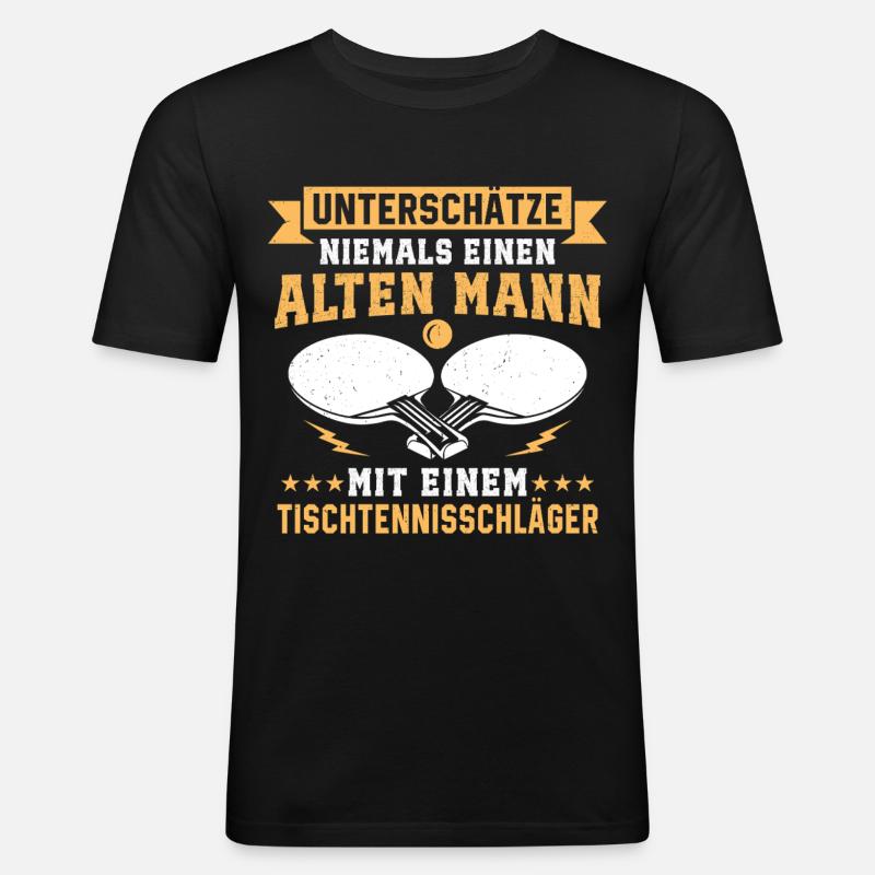  Alten Mann Mit Eine tischtennisschläger  - Männer Slim Fit T-Shirt - Schwarz