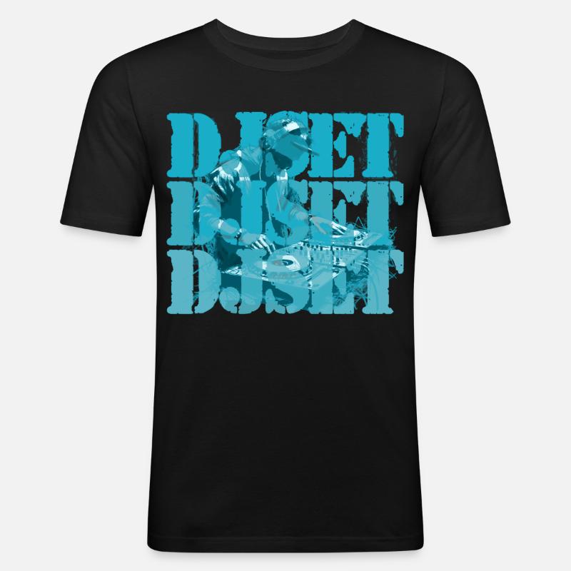DJ Set - Männer Slim Fit T-Shirt - Schwarz