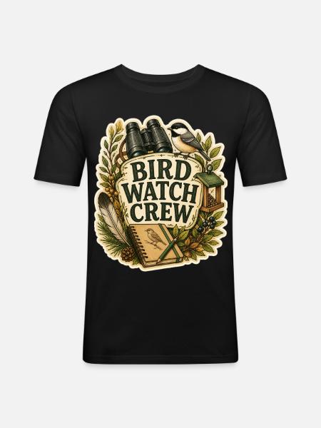 BIRD WATCH CREW Clouds - Men's Slim Fit T-Shirt - black