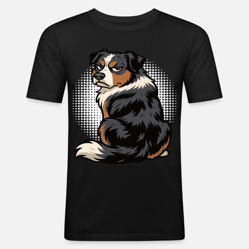 Australian Shepherd Aussie Aussiebesitzer Aussies - Männer Slim Fit T-Shirt - Schwarz