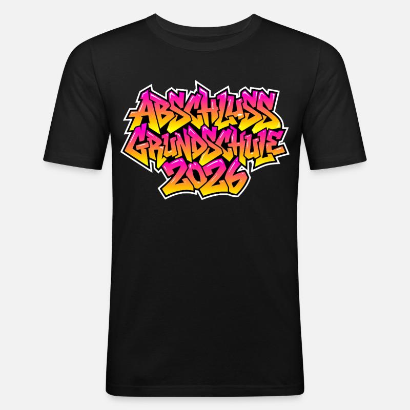 Grundschule Abschluss 2026 Graffiti - Männer Slim Fit T-Shirt - Schwarz