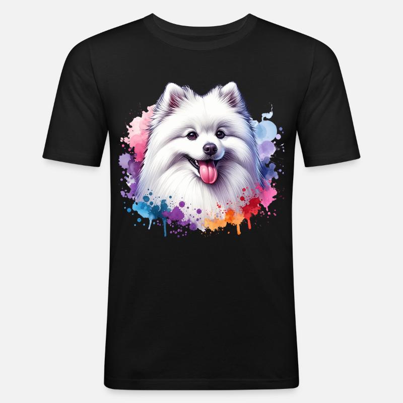 Spitz Zwergspitz Motiv - Männer Slim Fit T-Shirt - Schwarz