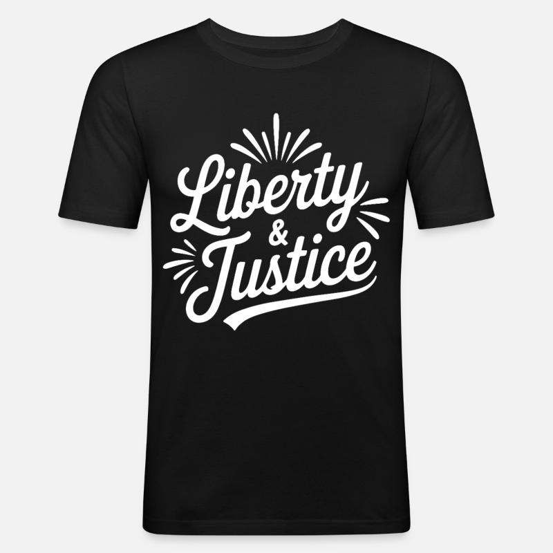 Freedom & Justice Script - Men's Slim Fit T-Shirt - black
