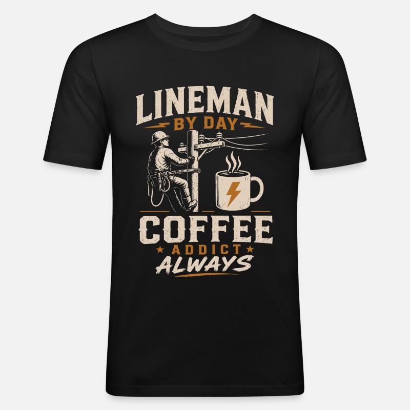 Strom Techniker Kaffee Kabel Arbeit - Männer Slim Fit T-Shirt - Schwarz