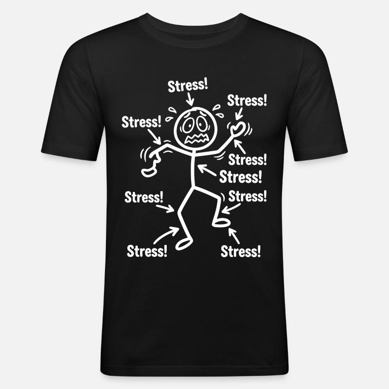 stress_figur_pfeile - Männer Slim Fit T-Shirt - Schwarz