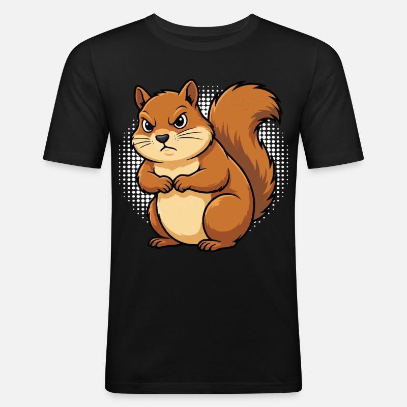 Eichhörnchen Eichhorn Eichhörnchenliebhaber Nager - Männer Slim Fit T-Shirt - Schwarz