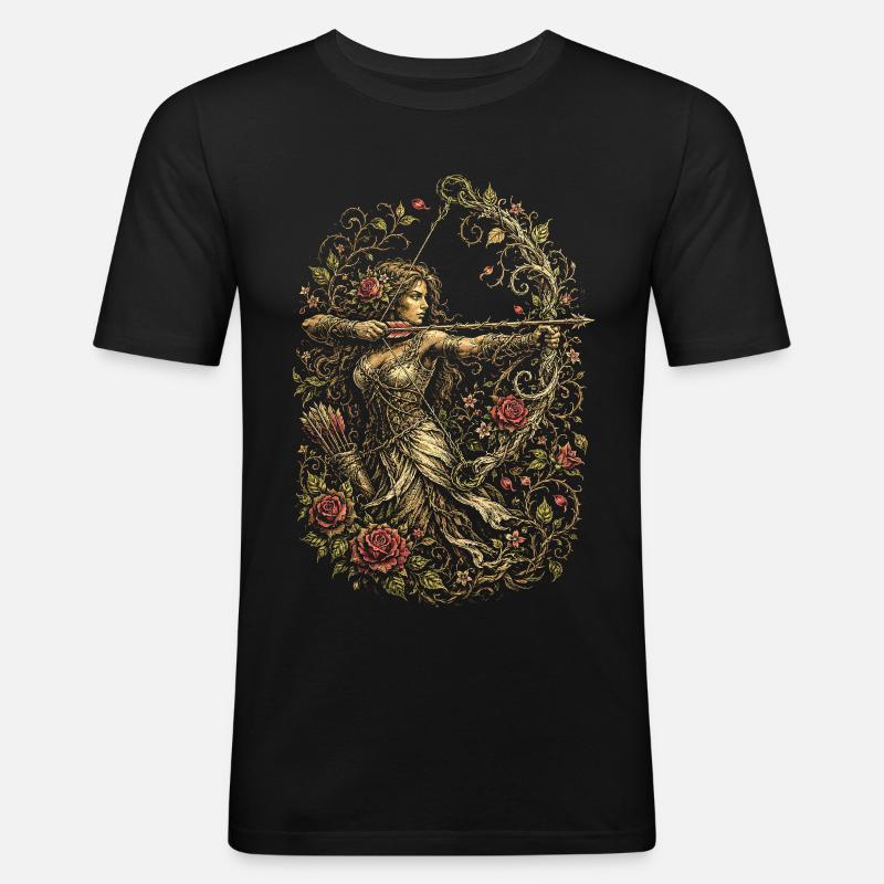 Bogenschießen Bogenschütze - Männer Slim Fit T-Shirt - Schwarz