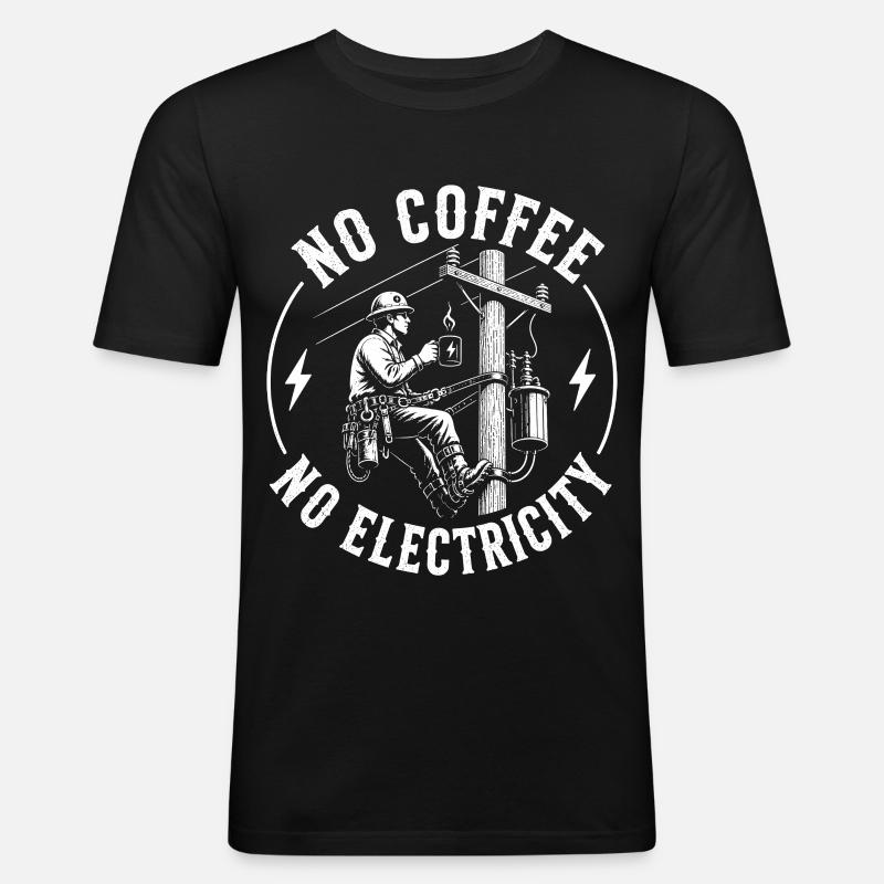 Pas d’alimentation sans café - T-shirt près du corps Homme - noir