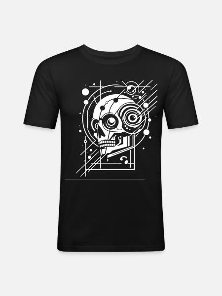 Cybernetic Skull Geometry - Men's Slim Fit T-Shirt - black