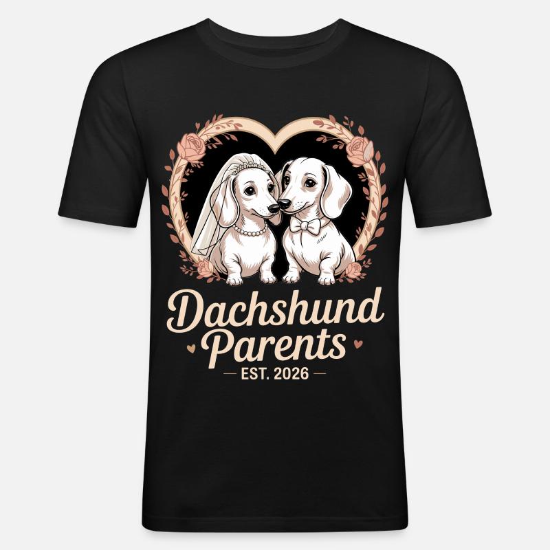 Dackel Eltern 2026 - Männer Slim Fit T-Shirt - Schwarz