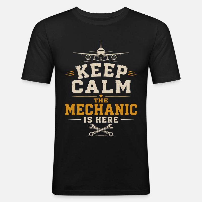 Flugzeugtechnik Luftfahrt Ingenieur Beruf - Männer Slim Fit T-Shirt - Schwarz