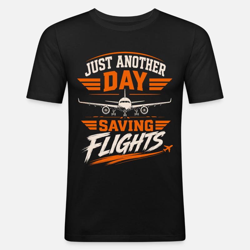 Luftfahrt Technik Wartung Flugzeug Profi - Männer Slim Fit T-Shirt - Schwarz