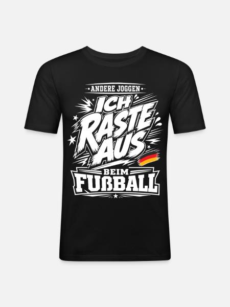 Ich raste beim Fußball aus - Männer Slim Fit T-Shirt - Schwarz