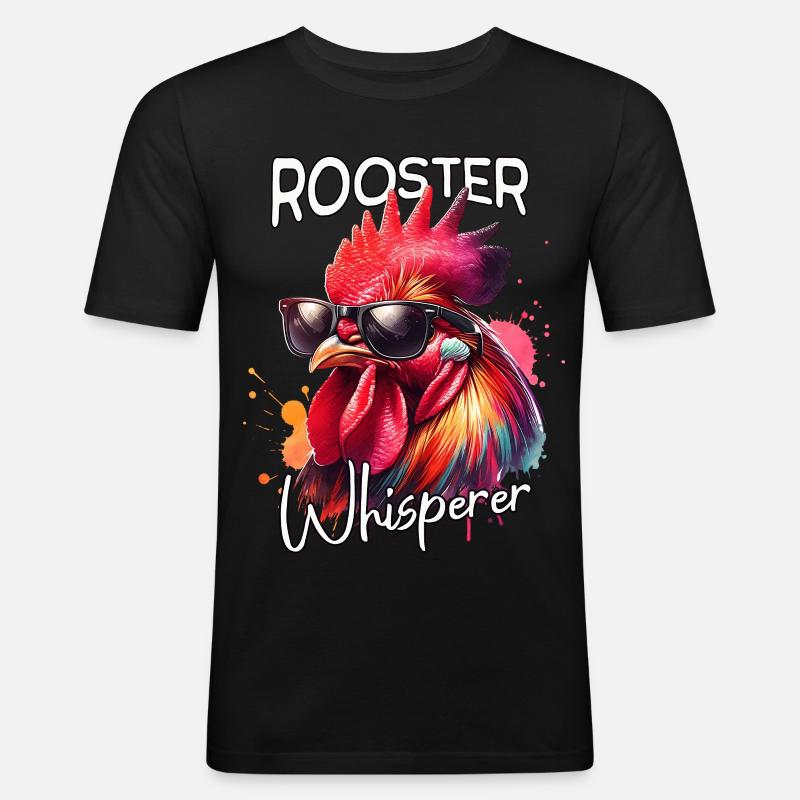 Hahn Flüsterer - Männer Slim Fit T-Shirt - Schwarz