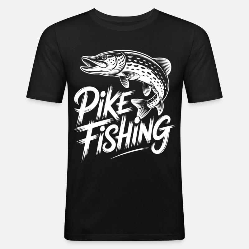Springender Hecht - Männer Slim Fit T-Shirt - Schwarz