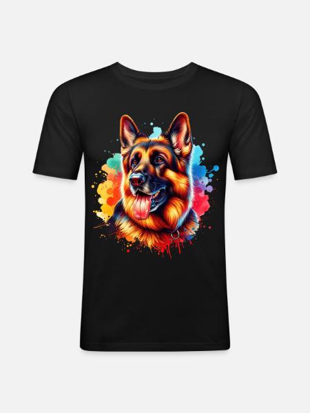 German Shepherd Motif - Men's Slim Fit T-Shirt - black