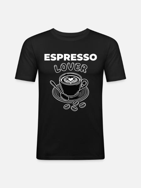 Espresso Latte Art Herz Barista - Männer Slim Fit T-Shirt - Schwarz