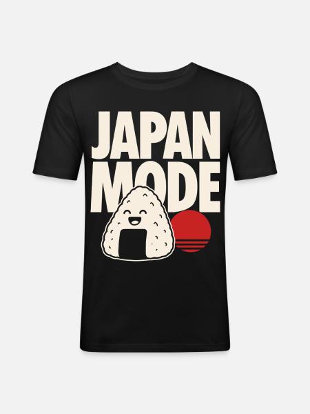 Japan Mode Kawaii Onigiri - Männer Slim Fit T-Shirt - Schwarz