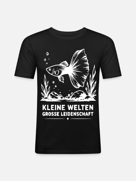 Kleine Welten, Große Leidenschaft Fisch - Männer Slim Fit T-Shirt - Schwarz