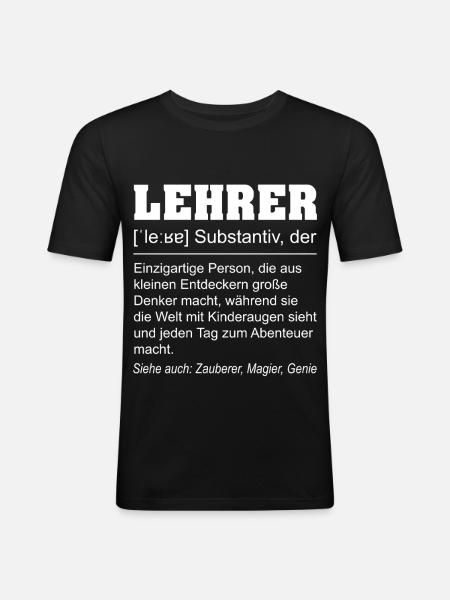 Lustige Lehrer Definition Spruch Geschenkidee - Männer Slim Fit T-Shirt - Schwarz