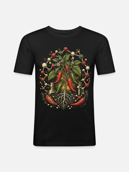 Chili Grower Chilis Anbauen - Männer Slim Fit T-Shirt - Schwarz
