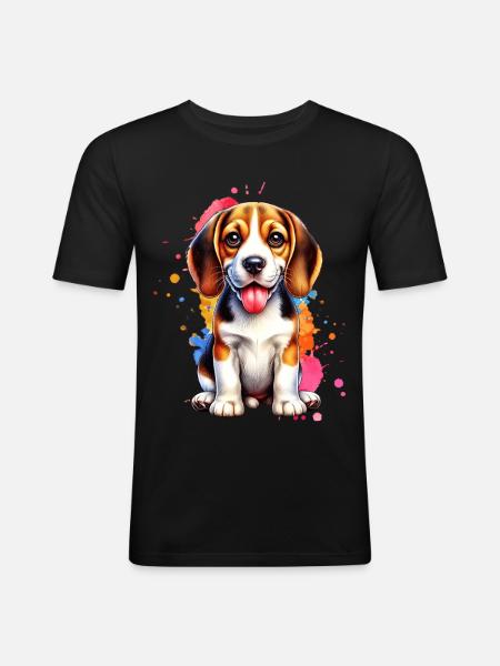 Cadeau Beagle - T-shirt près du corps Homme - noir