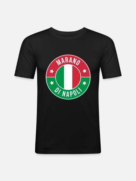 Marano di Napoli Round Emblem - Men's Slim Fit T-Shirt - black