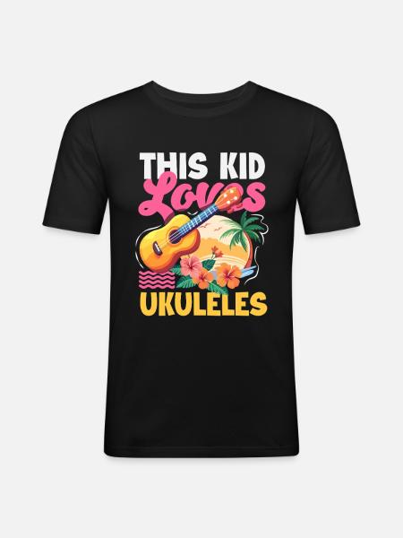 Lustiges Ukulele Designs Und Sprüche - Männer Slim Fit T-Shirt - Schwarz