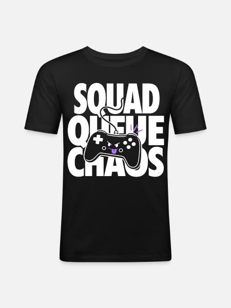 Manette de jeu Chaos Squad Queue - T-shirt près du corps Homme - noir
