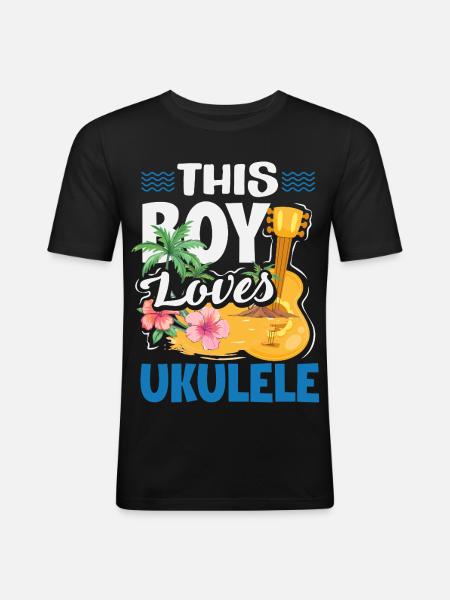Lustiges Ukulele Designs Und Sprüche - Männer Slim Fit T-Shirt - Schwarz