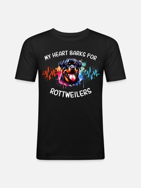 Rottweiler Heart Line - Men's Slim Fit T-Shirt - black