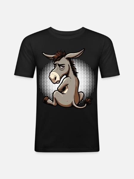 Esel Eselchen Eselhalter Muli Langohresel Muli - Männer Slim Fit T-Shirt - Schwarz