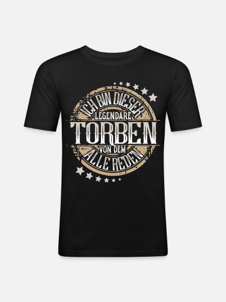 Torben - Männer Slim Fit T-Shirt - Schwarz