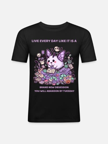 Toute nouvelle obsession abandonnée par mardi - T-shirt près du corps Homme - noir