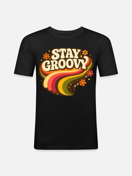 Stay Groovy Rainbow - Men's Slim Fit T-Shirt - black