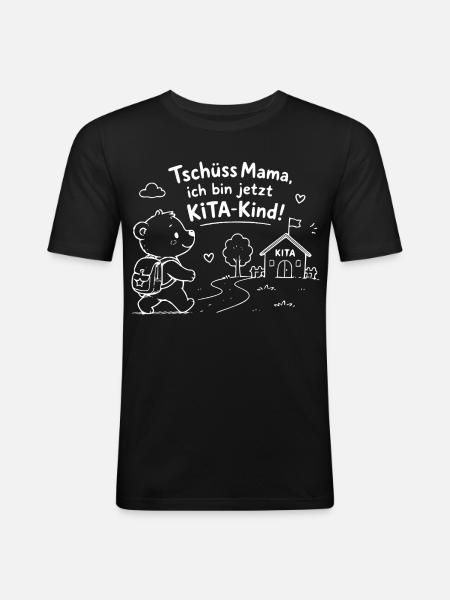 KiTaAbschied: KleinerBär geht zur KiTa - Männer Slim Fit T-Shirt - Schwarz