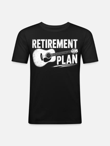 Retirement Plan Guitar - Männer Slim Fit T-Shirt - Schwarz
