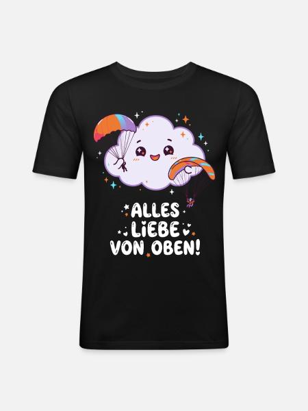 Fallschirmspringen Alles Liebe Von Oben - Männer Slim Fit T-Shirt - Schwarz