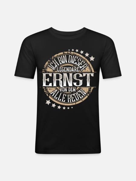 Ernst - Männer Slim Fit T-Shirt - Schwarz