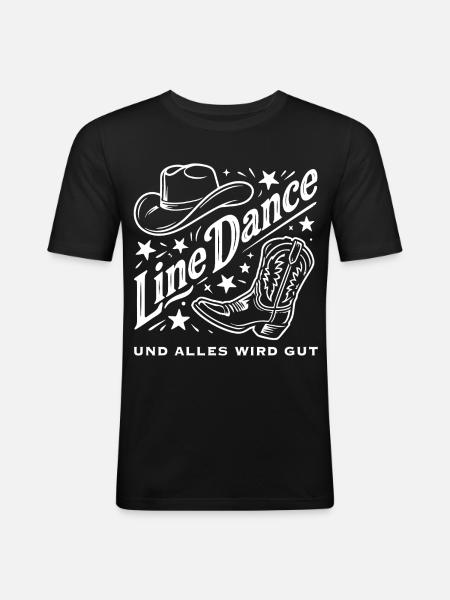 Line Dance Cowboy Flair - Männer Slim Fit T-Shirt - Schwarz