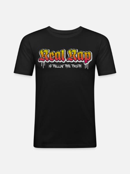 Real Rap - Männer Slim Fit T-Shirt - Schwarz